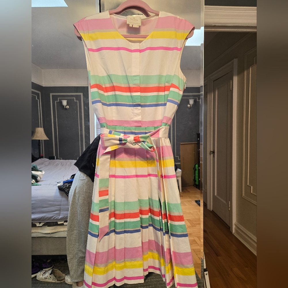 kate spade Multicolor Striped Fit-and-Flare Midi Dress